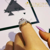 Solid Sparkling 925 Sterling Silver Luxury Engagement Ring Rings