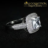 Solid Sparkling 925 Sterling Silver Luxury Engagement Ring Rings
