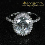 Solid 925 Sterling Silver Oval Ring Promise Solitaire Engagement Rings