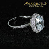 Solid 925 Sterling Silver Oval Ring Promise Solitaire Engagement Rings