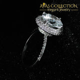 Solid 925 Sterling Silver Oval Ring Promise Solitaire Engagement Rings