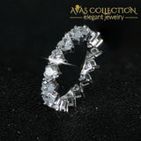 Luxury Solid 925 Sterling Silver Eternity Rings In 18K White Gold Simulated Diamonds 4 / R4578S