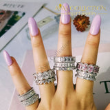 Luxury Solid 925 Sterling Silver Eternity Rings In 18K White Gold Simulated Diamonds Wedding Bands