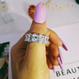 Luxury Solid 925 Sterling Silver Eternity Rings In 18K White Gold Simulated Diamonds Wedding Bands