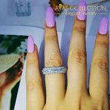Luxury Solid 925 Sterling Silver Eternity Rings In 18K White Gold Simulated Diamonds Wedding Bands