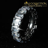 Luxury Solid 925 Sterling Silver Eternity Rings In 18K White Gold Simulated Diamonds 4 / R4619S