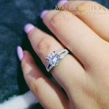 Real 925 Sterling Silver Ring Simulated Diamonds/ Cocktail Rings