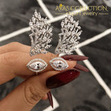 Real 925 Sterling Silver Peacock Marquise Luxury Ring Rings