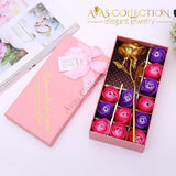 24K Gold Rose Flower+12Pcs Soap Flower Artificial & Dried Flowers