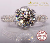 Romantic Flower Shaped Inlay 3 Carat Engagement Ring - Avas Collection