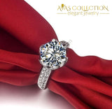 Romantic Flower Shaped Inlay 3 Carat Engagement Ring - Avas Collection