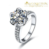 Romantic Flower Shaped Inlay 3 Carat Engagement Ring - Avas Collection