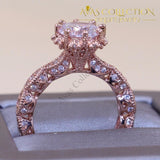Retro Style Rose Gold Round Cut Wedding Set Engagement Rings