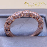 Retro Style Rose Gold Round Cut Wedding Set Engagement Rings