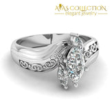 Marquise Cut Stone 18k White Gold Filled - Avas Collection