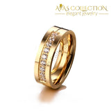 Shuangr Classic Design Wedding Rings For Women Men Gold Color Titanium Steel Couple Ring High