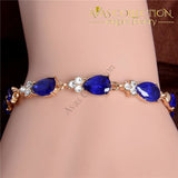 Shuangr Hot Gold Color Beautiful Waterdrop Austrian Crystal Bracelet For Women Wedding Party Jewelry
