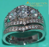 Three-stone  White Gold Filled Engagement Set - Avas Collection