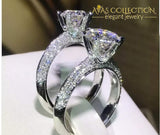 New Solitaire Luxury Round Shape Double Row Ring Rings