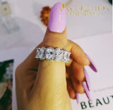 Solid 925 Sterling Silver Oval Eternity Ring/ Pink Rings