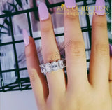 Solid 925 Sterling Silver Oval Eternity Ring/ Pink Rings