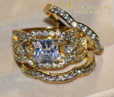 His And Hers Couple Rings Mens Stainless Steel Womens Infinity Princess Cut Yellow Gold/ White Gold
