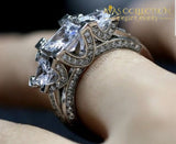 Three-Stone Square Engagement Set - Avas Collection