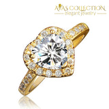 Hear Shape  18KT White&Gold Filled Ring - Avas Collection