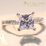 Unique Luxury Princess Cut Engagement Ring Rings