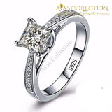 1.5 Ct Princess Cut Engagement Ring  18k White Gold Filled - Avas Collection