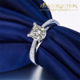 1.5 Ct Princess Cut Engagement Ring  18k White Gold Filled - Avas Collection