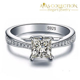 1.5 Ct Princess Cut Engagement Ring  18k White Gold Filled - Avas Collection