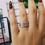 Solid 925 Sterling Silver Band Ring Eternity Finger Three Colors Wedding Bands