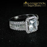 Princess Cut Solid Original Latest Design  925 Sterling Silver Engagement Ring - Avas Collection