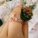 Solid Real 925 Sterling Silver Ring Crown Rose Gold/ Promise RIng - Avas Collection