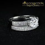 Solid Real 925 Sterling Silver Ring Wedding Set With Simulated Diamonds Rings