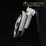 Solid Real 925 Sterling Silver Ring Wedding Set With Simulated Diamonds Rings