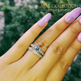 Solid Real 925 Sterling Silver Ring Wedding Set With Simulated Diamonds 5 Rings