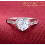 Solid Real 925 Sterling Silver Ring Heart Shaped Engagement Promise Ring/ Simulated Diamonds Rings