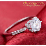 Solid Real 925 Sterling Silver Ring Heart Shaped Engagement Promise Ring/ Simulated Diamonds Rings