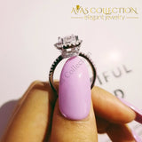 Solid 925 Sterling Silver Luxury Engagement Ring/ Simulated Diamonds - Avas Collection