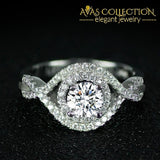 Solid 925 Sterling Silver Round Luxury Engagement Ring Rings