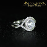 Solid 925 Sterling Silver Round Luxury Engagement Ring Rings