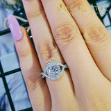 Solid 925 Sterling Silver Round Luxury Engagement Ring Rings