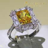 Stunning Luxury Princess Cut Yellow &white Ring For Women Wedding Bands