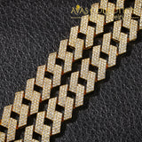 20Mm Prong Cuban Link Chains Necklace 3 Row Iced Out Necklaces For Men Chain