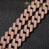 20Mm Prong Cuban Link Chains Necklace 3 Row Iced Out Necklaces For Men Chain