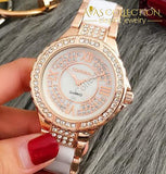 Rhinestone Simulated-Ceramics Crystal Quartz Watch Womens Watches