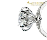 Flower Solid 925 Sterling Silver Ring Engagement/promise /high Polished Rings