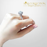 Flower Solid 925 Sterling Silver Ring Engagement/promise /high Polished Rings